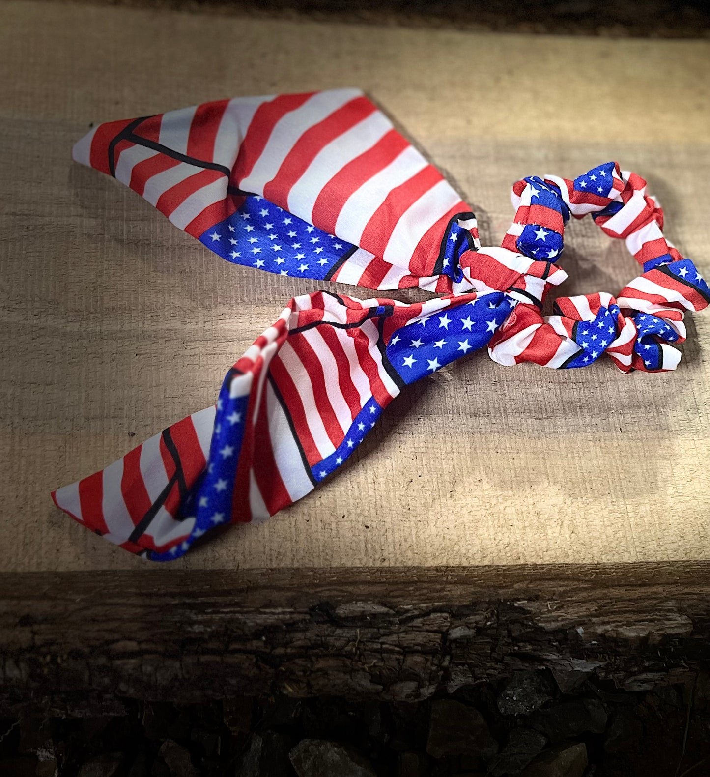 American Flag Hair Scrunchie (Tassels)